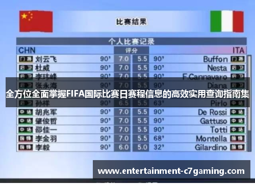 全方位全面掌握FIFA国际比赛日赛程信息的高效实用查询指南集 全方位全面掌握FIFA国际比赛日赛程信息的高效实用查询指南集